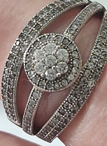 Silver and diamante ring - silver,