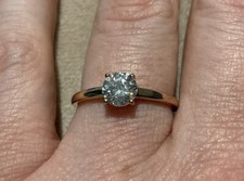 0.66 Carat Lab Created Diamond Solitaire Ring In Rose Gold plated 925 Size Q