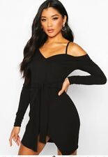 boohoo one sleeve blazer dress UK 14 womens belted evening party