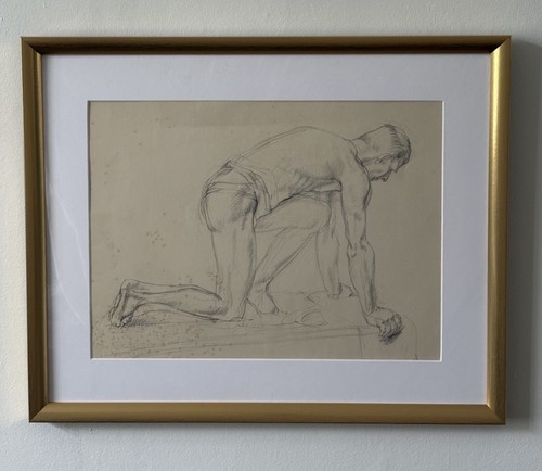 Antique pencil figure study - pencil,