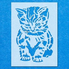 Pet Cat Tabby Kitten Stencil