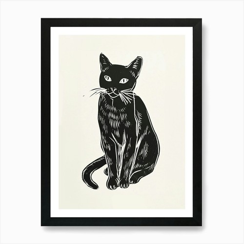 Burmese cat linocut - cat,