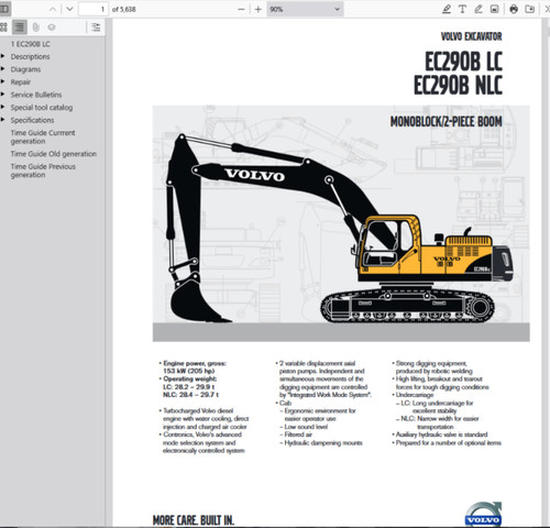 Volvo ec290b excavator - volvo, lc