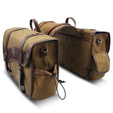 NICECNC Pair Motorbike Saddlebags Canvas Saddle Bags Panniers Waterproof Luggage