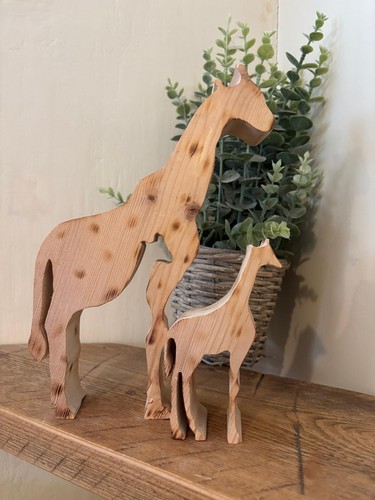 Hand carved wooden giraffe - wooden,