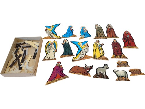 Wooden nativity set with - nativity,