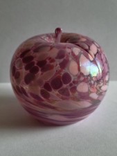 Vintage John Ditchfield Iridescent Pink Apple Paperweight