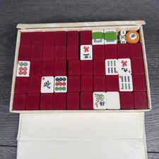 Vintage Mahjong Set Red Backed