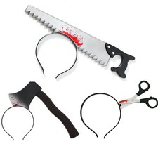 Through Head Headband Scissors Saw Axe Halloween Horror Fancy Dress Party Prank