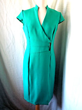 Sandra Darren Wrap Dress-Size 10-Green-Cap Sleeve- Lined-Casual Formal-3683/321