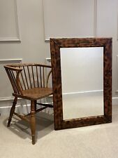 Large Vintage Burnt Pine Wall Mirror-Leopard Print-Decor-Display-Dressing-Mantle