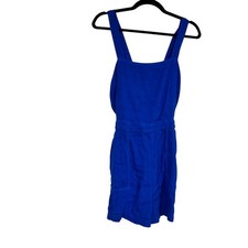 Zara Blue Linen Romper Womens