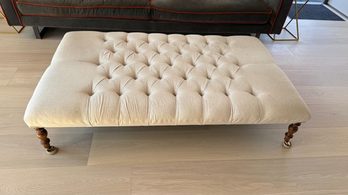 Large deep buttoned footstool - large,