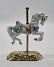 Willitts Carousel Horse Figurine Ceramic Bisque Brass Base Signed Numbered 5" 