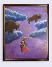 Original Alexandr Marin's acrylic painting, "Love and Bison,"