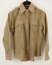 Vintage 1970s Conqueror Field Safari Shirt Mens 40R Tan Woven Wool Blend Epaulet