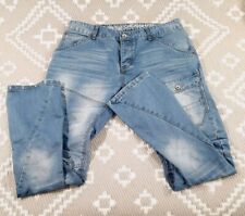 Crosshatch Mens Black Label New Vierra Swch Jeans W34 L31.5 Blue Button Fly...