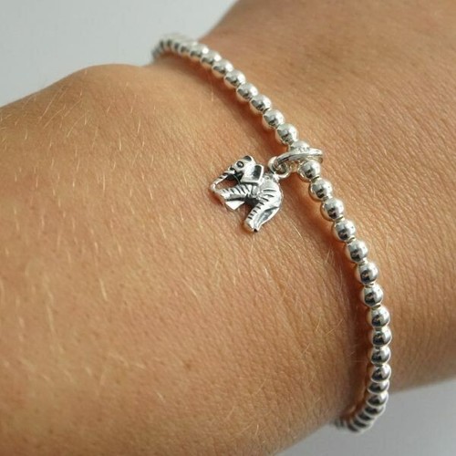 Silver plated bead heart - silver,