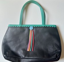 T2 Tula By Radley Small Black Leather Grab Evening Work Hand Bag Top Handles