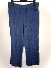 George blue linen-blend trousers with a drawstring waist uk 16