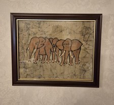 Batik Artwork Elephants Group