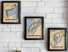 3D F1 Race Tracks Wall Art - 24 Circuits - Oak Veneer in glass box frame