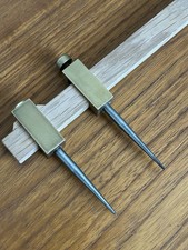 Nice Pair Of Brass Trammel Points Heads Antique Vintage