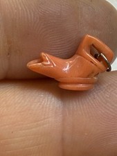 ANTIQUE VICTORIAN CARVED CORAL CHARM / PENDANT JUG 1.6 CM X 1.2 CM 1850S