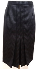 Ankaret Cresswell Midi Skirt Women's Black Pure New Wool Lined Pleat Size 10
