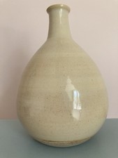 Vintage Studio Pottery Bottle Vase Swedish? Glazed Signed 18cm Tall Handmade
