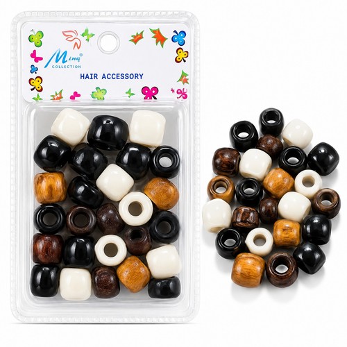 Wooden hair beads mixed - wooden,