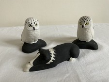 Lochgilphead Highbank Porcelain Trio Owls And Dog