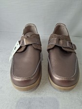 Damart Women's Bronze UK5 Wide EE Leather Comfort Shoes Hook & Loop New JM315