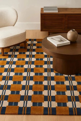 Retro checkered area rug - retro,