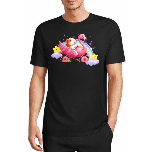 Guinea pig riding flamingo - guinea,