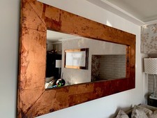 XL Hand Made Copper/Rose Gold Leaf Mirror Thick Frame, No damage over 6ft tall! 
