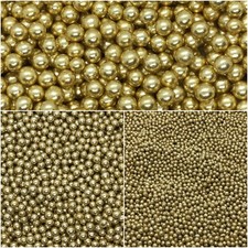 Metallic Gold Pearls Cupcake Sprinkles Edible Cake Decorations Wedding Toppers