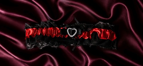 Black red wedding - wedding, garter