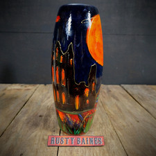 Artist Hand Signed Whitby Abbey Art Pottery Vase by Anita Harris, Goth Interest