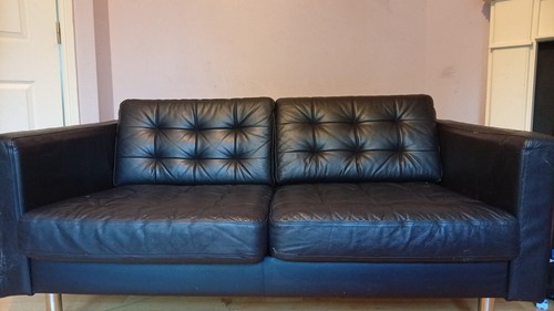 Ikea black leather seater - ikea, 2-seater