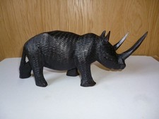 Nicely hand carved stained wooden Rhinoceros