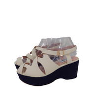 Lulu Hun Sandals Size 6 Ivory Wedge Platform High Heel Shoes Bridal 70s