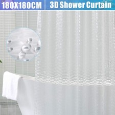 Durable Shower Curtain Waterproof Mould Proof EVA Bathroom Curtains with Hooks