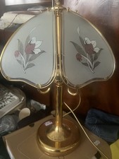 VINTAGE ITALIAN ART NOUVEAU MID CENTURY GOLD FLORAL GLASS TABLE LAMP LIGHT GWO