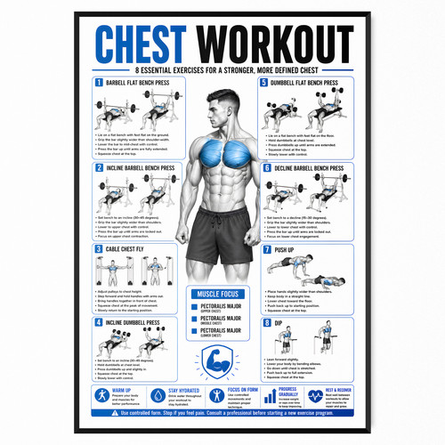Chest workout poster gym - chest,