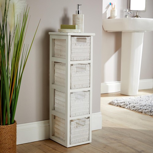White chest rattan storage - white, 4