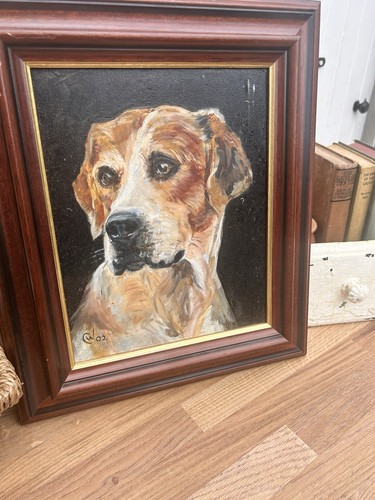 Dog painting framed original - painting,