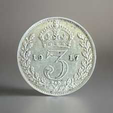 Great Britain 1917 - Silver Threepence - George V - 0.925 Sterling Silver - WWI