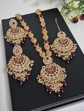 Maroon Necklace Set Long Mala