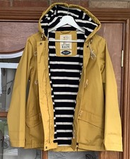 Joules Seafolly Jacket Mustard Winter Rain Coat women’s Size 12 Waterproof 